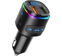 Transmetteur FM Bluetooth, Bluetooth 5.0 Kit Voiture Appel Main-Libre, 7 Couleur RGB Lumière, Dual USB Ports avec QC3.0, sans Fil Adaptateur Autoradio Lecteur de Musique Soutien USB/TF Carte