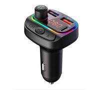 Transmetteur FM Bluetooth Compatible pour BLU G91 Pro, Adaptateur pour Autoradio - Kit Voiture Mains Libres avec Chargeur QC3.0 & 5V/2.4A, Rétro-éclairage 7 Couleurs, Lecteur USB de Musique MP7