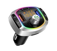 Transmetteur FM Bluetooth, Kit Main Libre Voiture Bluetooth avec Chargeur Allume Cigare USB QC3.0 + Type-C, Soutien Carte TF/Clé