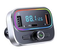 Transmetteur FM Bluetooth, Musique Bluetooth Voiture Kit Lecteur Mp3 Adaptateur, émetteur Voiture Chargeur Port PD USB 5V/2.4A, Appel Mains Libres Carte SD Allume Cigare Poste Radio Adaptateur