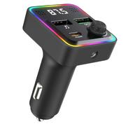 Transmetteur FM Bluetooth pour voiture, émetteur FM Bluetooth 5.3, adaptateur radio avec kit mains libres QC3.0 + PD30W, charge rapide, kit mains libres pour voiture, émetteur Bluetooth pour radio de