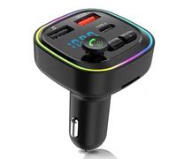 Transmetteur FM Bluetooth pour Voiture, Transmetteur Adaptateur Bluetooth | Kit MP3 sans Fil à Charge Rapide QC3.0, 2 Ports USB et 1 Port Type-C, Appels Mains Libres, Support Carte TF/USB