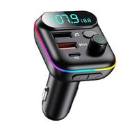 Transmetteur FM Bluetooth Voiture 5.0, Adaptateur Voiture QC3.0 Chargeur Rapide 2USB 1PD 18W pour Mains Libres et Écoute Musique, Allume Cigare Prise avec Affichage LED, Charge Les Cartes USB et TF