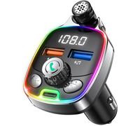 Transmetteur FM bluetooth voiture, Adaptateur Bluetooth 5.0 Voiture, USB/PD/Type-c, Bluetooth/Disque U/Carte TF play
