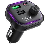 Transmetteur FM Bluetooth Voiture Adaptateur Bluetooth 5.3, Type C PD36W, USB A QC3.0 18W Chargeur Rapide de Voiture, HiFi Lecteur de Musique Radio Allume-Cigare Compatible BT et U-Disc