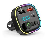 Transmetteur FM Bluetooth Voiture, Allume Cigare Bluetooth | Kit MP3 sans Fil à Charge Rapide QC3.0, 2 Ports USB 5V/3A, Chargeur Rapide de Voiture PD 20W QC3.0+Type C, Support TF/USB
