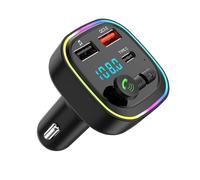 Transmetteur FM Bluetooth Voiture Émetteur FM Bluetooth 5.0 Allume-Cigare Kit MP3 sans Fil à Charge Rapide QC3.0 2 Ports USB 5V/3A et 1 Port Type-C, Connexion Stable Support USB/Carte TF