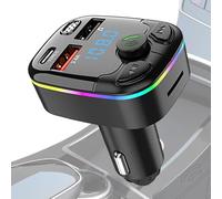 Transmetteur FM pour voiture - 5.0 Émetteur récepteur de voiture, lecteur MP3 pour voiture avec écran LED, chargeur de voiture multifonction avec angle réglable de 180°, adaptateur de musique radio