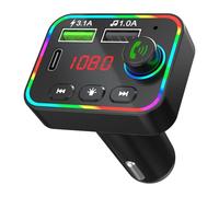 Transmetteur FM pour voiture, adaptateur radio FM, récepteur radio avec lumières colorées, chargeur rapide de voiture à 2 ports pour la plupart des téléphones cellulaires