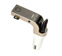 Transmetteur FM Radio mains libres car kit, mains libres Bluetooth, multifonction voiture lecteur MP3 avec chargement USB à 2 ports (or Couleur)