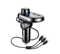 Transmetteur radio FM Bluetooth 5.0, kit mains libres multifonction pour voiture, adaptateur avec câble de chargement pour iPhone et Android