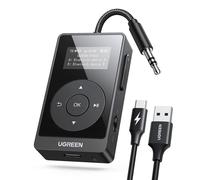 Transmetteur Récepteur Bluetooth 5.3 Adaptateur Bluetooth Jack 2 en 1 avec AptX Faible Latence Écran OLED Double Connexion Compatible avec TV PC Casque Avion Voiture Enceinte Gym Haut-Parleur