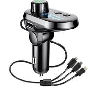 Transmetteurs FM sans fil Bluetooth 5.0 Qumox 3 EN 1 Kit main libre voiture avec câble de charge pour iPhone Android