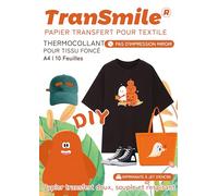 TranSmile A4*10 Papier Transfert Tee-Shirt/Textiles noirs et foncés, | papier transfert thermocollant pour tissu, Tee-Shirt personnalisé, DIY, impression jet d’encre FR-3-1.0-10