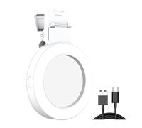 Transmission en direct anneau lumière téléphone LED selfie remplissage 180 degrés design rotatif super lumineux 3 modes magnétiques rechargeables avec blanc