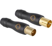 Transmission Shift M+F Lot De 2 Fiches D'Antenne Et Prise Iec Coaxiales (M/F) (Coaxial, Adaptateur, Vissable) Plaqué Or Pour Connexion Tv/Radio