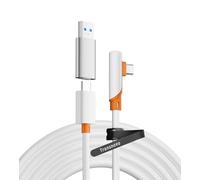 TRANSNOVO Câble Link Compatible avec Meta/Oculus Quest 3/2/Pro et Pico4/Pro Accessoire et Steam VR，5 mètres Câble de Liaison de Transfert de Données de Type C avec Adaptateur USB3.0 A-C (D'orange)