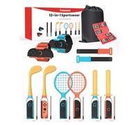 TRANSNOVO Kit 12 en 1 d'Accessoires de Sport Compatible avec Nintendo Switch 2/Switch - Pack Familial Compatible avec Switch Sports, Ring Fit Adventure et Commande de Mouvement, Organisateur Inclus