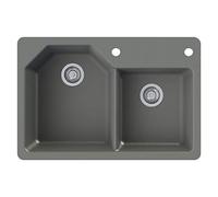 Transolid GTDO3322-17-AD Genova SilQ Évier de cuisine à 2 trous double offset Gris 33 po L x 22 po l x 10 po H