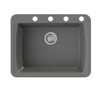 Transolid GTSB2520-17-BCDE Genova SilQ Évier de cuisine 4 trous à double montage Gris 25 po L x 20 po l x 8 po H