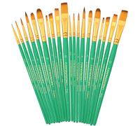 Transon Lot de 20 pinceaux pour peinture acrylique, aquarelle, gouache, loisirs créatifs, visage, peinture sur roche, vert