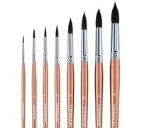 Transon Lot de 8 pinceaux Ronds en Poils de chèvre pour Aquarelle, Acrylique, encres, Gouache, Huile et Tempera