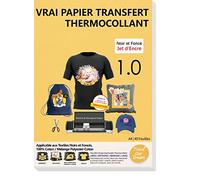 TransOurDream 1.0-40 x A4 Papier Transfert pour Textile et T-Shirt Noir ou Foncé, pour Maillot Football Personnalisé, Impression Jet d'Encre, Non Impression Miroir, thermocollant FR3-1.0-40