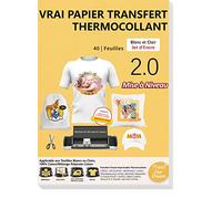 TransOurDream 40 Feuilles x A4 Papier Transfert pour Textile 2.0 - Papier Transfert pour T-Shirts ou Textiles blancs ou Clairs, Thermocollant, personnalisé, DIY, Impression Jet d'Encre
