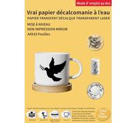 TransOurDream A4 x 10 feuilles Papier Décalcomanie pour les objets transparents et clairs, Imprimante Laser, Papier Transfert à l'eau 1.0, autocollant, imprimable, personnalisable, FR-8-10-NEW