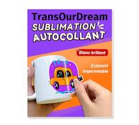 TransOurDream Papier autocollant de sublimation - 10 feuilles, blanc brillant, 216 * 279cm, pour imprimante jet d'encre et encre de sublimation, FR-Substiker-Blanc-10