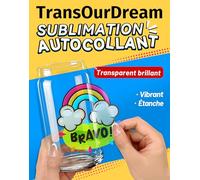 TransOurDream Papier autocollant de sublimation - 10 feuilles, transparent, 216 * 279cm, pour imprimante jet d'encre et encre de sublimation, FR-Substiker-Transparent-10