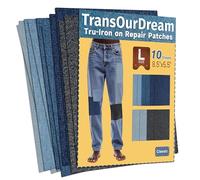 TransOurDream Vrai Patch Jeans Thermocollant tissu, 10 feuilles, 5 couleurs(4 bleus et gris), Écusson Denim adhésif à repasser, colle forte, Décoration, Réparation vêtement, FR-L-5 * 2