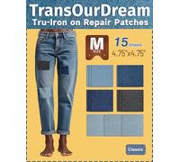 TransOurDream Vrai Patch Jeans Thermocollant tissu, M(12cm*12cm),15 feuilles, 5 couleurs(4 bleus et gris), Écusson Denim adhésif à repasser, colle forte, Décoration, Réparation vêtement, FR-M-5 * 3