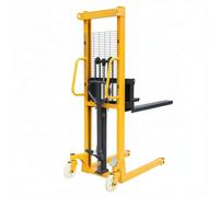 Transpalette à pompe manuelle Empileur hydraulique manuel 1T, fourche de 100cm, largeur réglable avec roues pivotantes for le stockage Transpalette