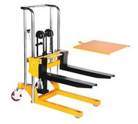Transpalette Chariot hydraulique de Fourche Roulette Pivot d'ascenseur Palette d'empileur Manuel 400kg avec la Plaque Couverture