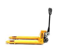 Transpalette manuel TYMBIA 2 500 kg de capacité, fourches 1150 x 540 mm, roues en caoutchouc et doubles rouleaux en polyuréthane (livré avec gouvernail démonté).