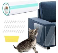 Transparent Anti-Claw Cat Sofa Door Protection Dog Anti Claw Sticker For Furniture,Door,Wall,Carpets,Countertops,With 30 Screwed Nails (30 Cm X 3 M)