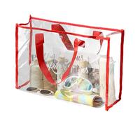 Transparent Beach Bag - See Through Tote Bag, Clear Beach Bag | Waterproof Bag For Stadium, PVC Carry Bag, Laundry Handy Tote Bag, See Through Bag, Waterproof Big Clear Bag For Stadium, rouge,