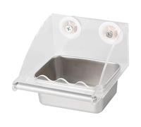Transparent Bird Feeder, Hummingbird Food Dispenser, Acrylic Parrot Feeder with Anti-Slip Bracket and Stainless Steel Bowl for Patio Backyard Indoor Garden Use, 5.91x5.51 inches