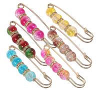 Transparent Broches en Perles 6pcs Alliage pour Femmes | Épingles de Sûreté, Fermoirs à Broches pour Pull, Col et Châle, Style Simple Classique