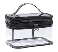Transparent Cosmetic Bag, Double-Layer Large Makeup Pouch, Waterproof Make Up, Cosmetic Organizer for Girls, Travel Toiletries, Sweet Lady Design, PU Material