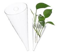 Transparent en Verre Vase Mural Conique pour Plantes et Fleurs Intérieures | Borosilicate Clair, Contrôle Facile du Niveau D’eau, Présentation Décorative Élégante, pour Boutures Aquatiques et Décoration