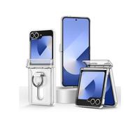 (Transparent)Folding Central Axis Card Bag Phone Case with Ring For Samsung Galaxy Z Flip6 5G
