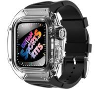 Transparent Glacier Watch Case+Silicone Watch Strap Urban Sport Mod Kit，For Apple Watch Series Ultra 8 49mm 7 6 5 4 SE 44mm 45mm Rubber Watch Band Replace