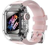 Transparent Glacier Watch Case+Silicone Watch Strap Urban Sport Mod Kit,For Apple Watch Series Ultra 8 49mm 7 6 5 4 SE 44mm 45mm Rubber Watch Band Replace