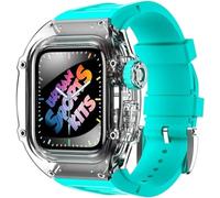 Transparent Glacier Watch Case+Silicone Watch Strap Urban Sport Mod Kit，For Apple Watch Series Ultra 8 49mm 7 6 5 4 SE 44mm 45mm Rubber Watch Band Replace