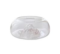 Transparent Glass Aquarium Thickened Living Room Small Spherical Fish Tank Household Transparent Desktop Turtle Tank with Raised Mountain Line Decoration Goldfish