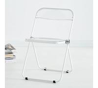 Transparent Modern Clear Folding Dining Chairs,Plastic Panel & Metal Chrome Frame,Folding Chair,Acrylic Stackable Chair, PC Plastic Living Room Seat,Weight Capacity 200kg/440lbs (W