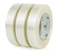 Transparent Mono Filament Ruban Adhésif,Ruban d'emballage renforcé de fibres filament Renfort et cerclage ruban adhésif robuste adhésif (3pcs 25mm*50m)