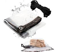 Transparent Outdoor Tarpaulin,Waterproof Transparent Tarpaulin with Eyelets with 1 m Rope,for Outdoor Garden Furniture Tent,1.5 x 1 m